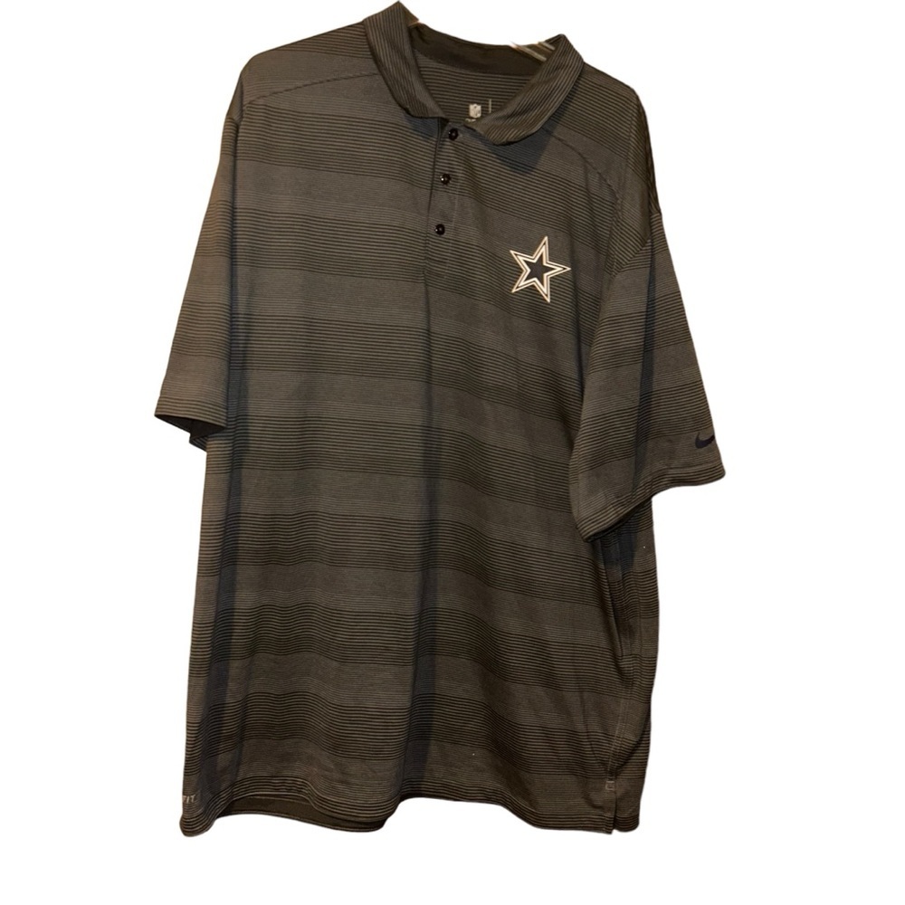 Men Nike golf Dri fit nfl Dallas cowboys gray stripe polo shirt football 3XL